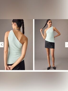 Anthropologie Light green Asymmetrical Fuzzy Top